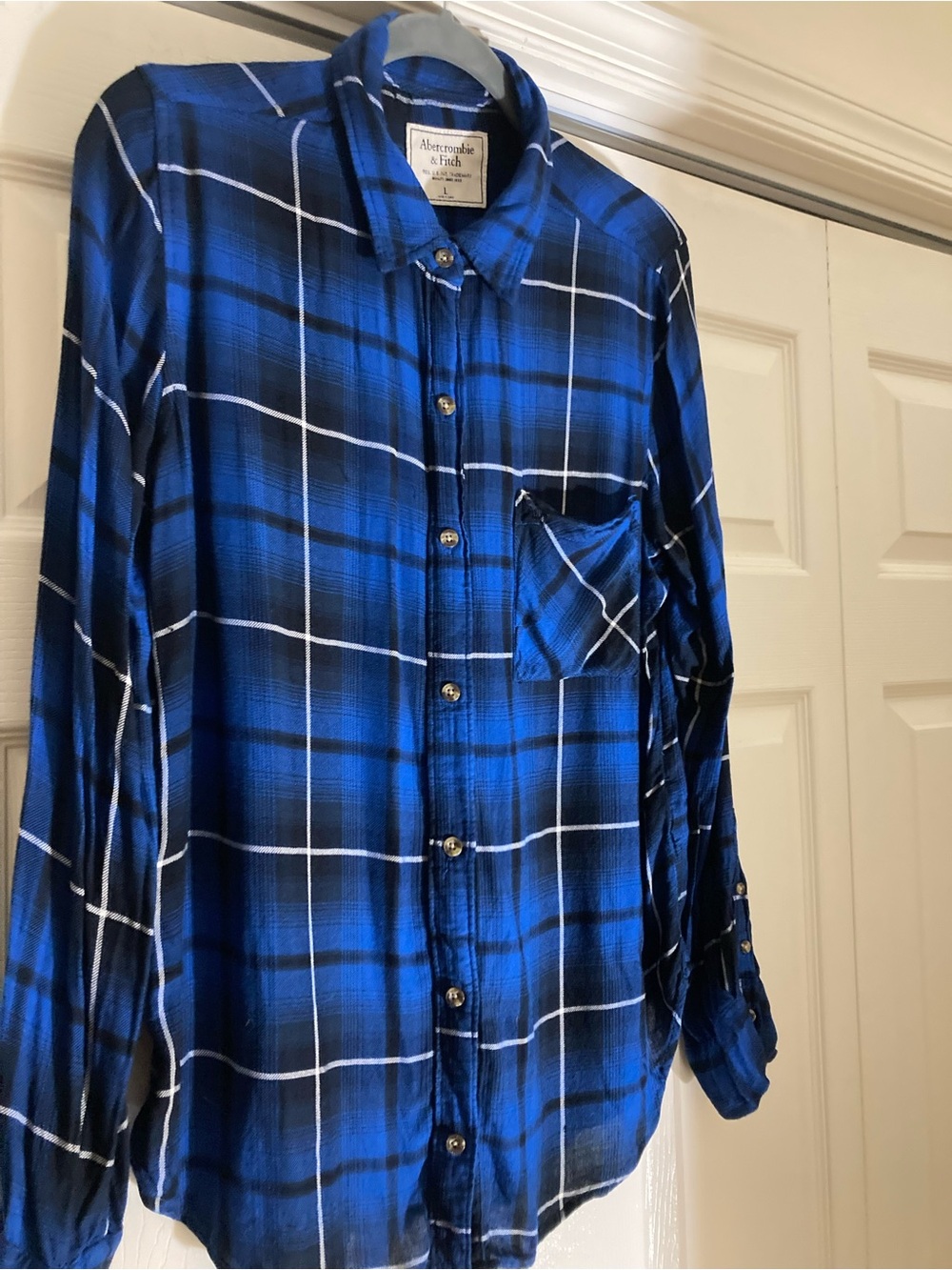 Abercrombie & Fitch Blue and White Plaid Button-Down Shirt